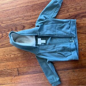 Baby green hoodie with Sherpa hood lining